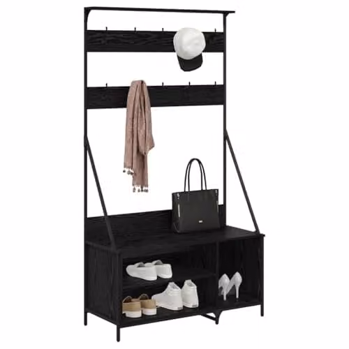 vidaXL Clothes Rail in Black Oak, W/D/H: 100 x 41 x 184 cm – 1
