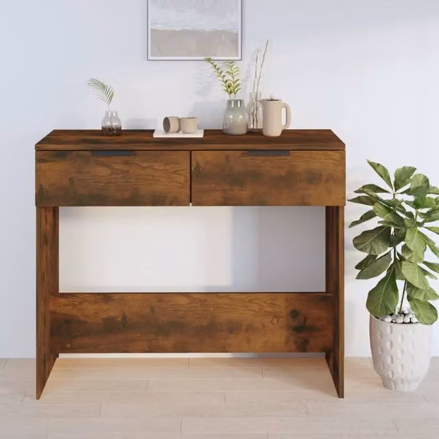 Berkfield Home Decorative Console Table in Smoked Oak Brown, W/D/H: 90 x 36 x 75 cm – 1
