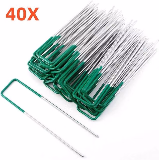 SPETLEK Galvanised Steel Garden Turf Pins, 40 Pieces, Silver, 100g – 1