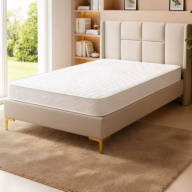 Livingandhome White Fireproof Pocket Spring Fabric Mattress, W: 140 cm, D: 200 cm