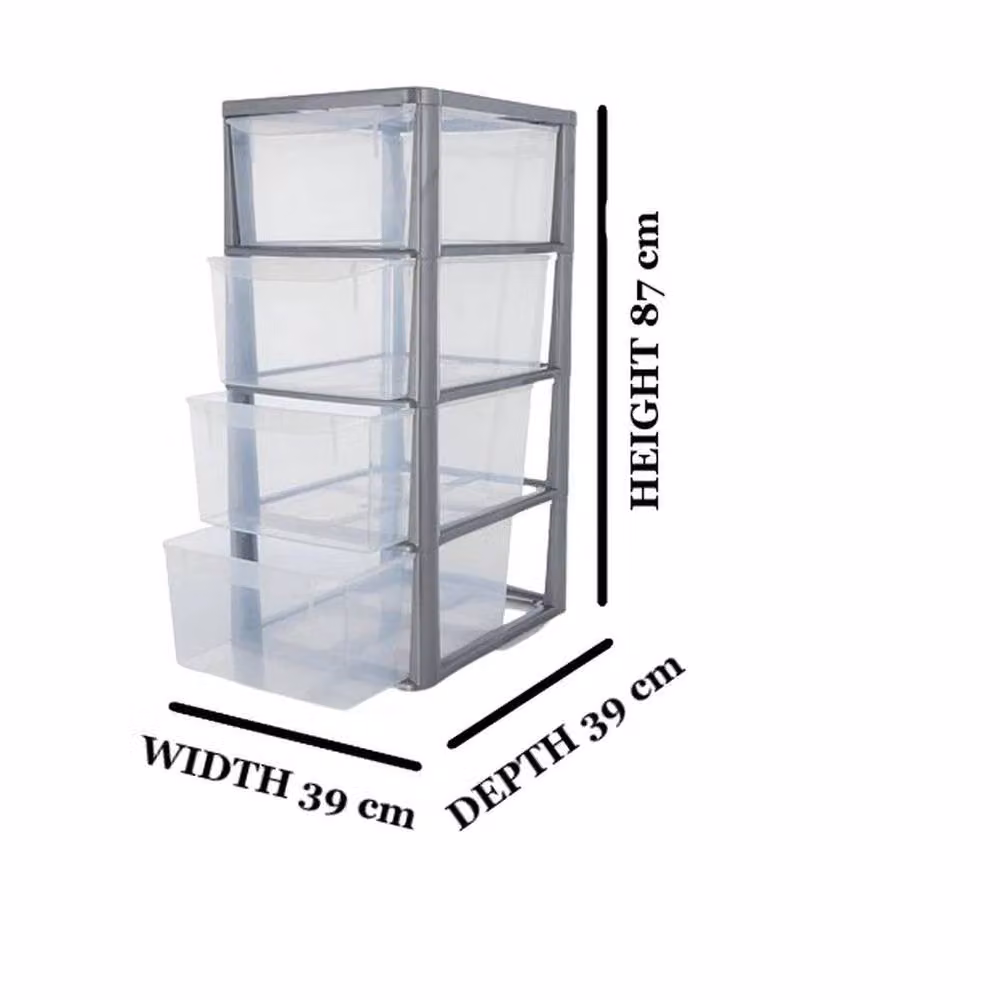 FORGEVIO Set of 2 Grey 4-Tier Plastic Storage Drawer Units – 2