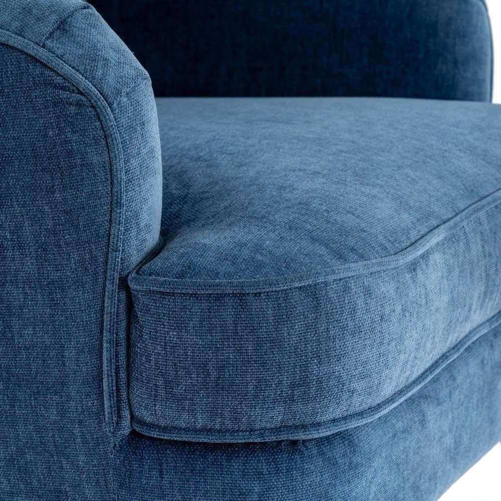 Lemon Pavilion Vellis Wingback Occasional Armchair in Blue Fabric with Metal Frame, W: 76 cm, D: 76 cm, H: 101 cm – 3