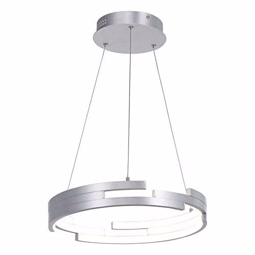 Netlighting Modern LED Suspended Pendant Light in Silver with Warm White 3000K Dimmable 3360lm