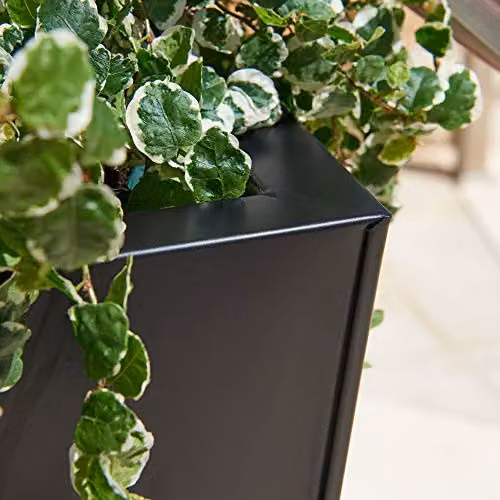 Primrose Black and Grey Flared Tapered Outdoor Planter Tub in Galvanised Steel, H: 116 cm, W: 52 cm – 2