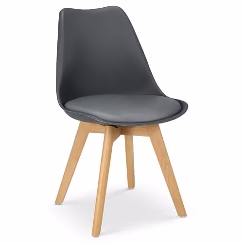 Bravich Rocco Modern Dining Chair with Grey Synthetic Leather Cushion and Beech Wood Legs – 1