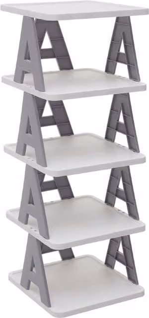 Livingandhome Grey Multi-Tier Corner Shoe Rack for Small Spaces, Height: 66.5 cm