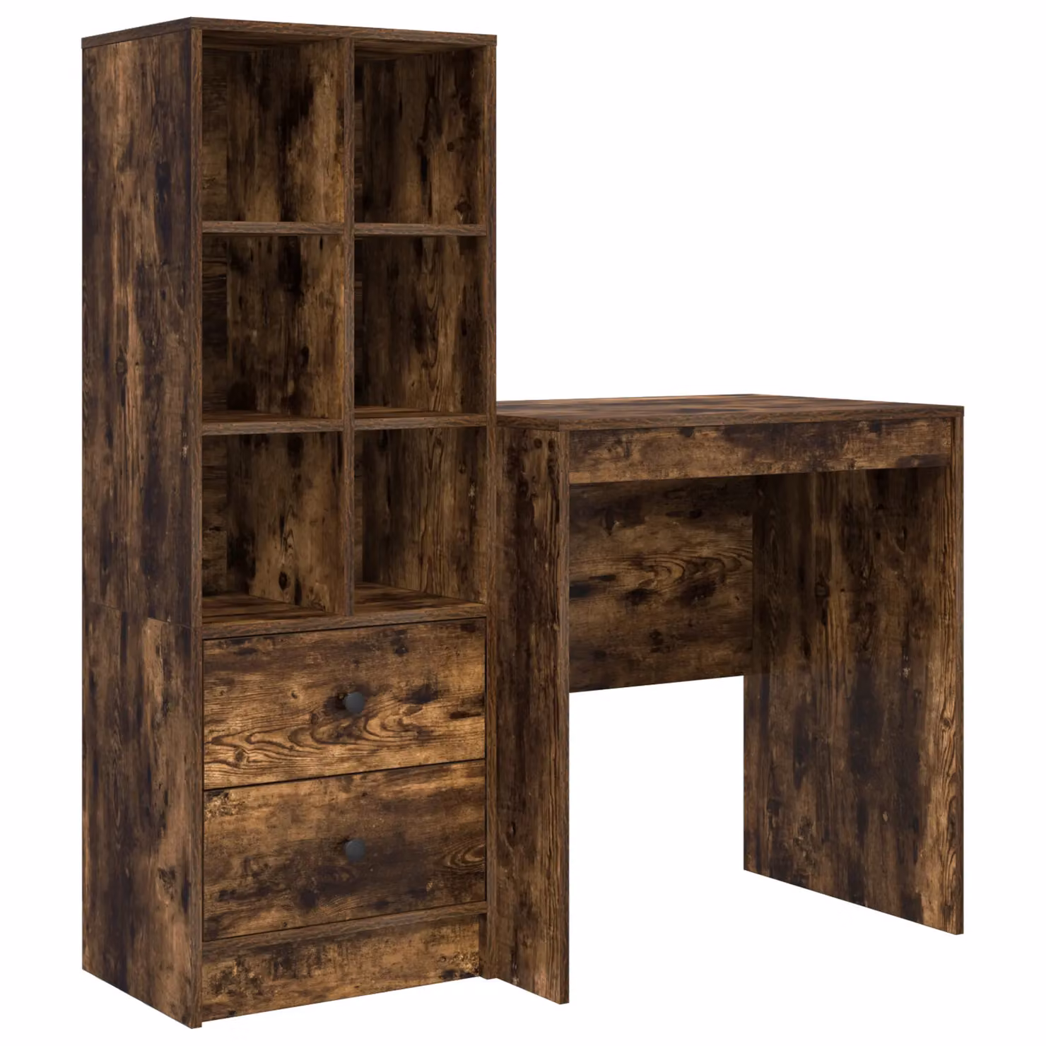 Berkfield Modern Writing Desk with Storage in Smoked Oak Brown Engineered Wood – 2
