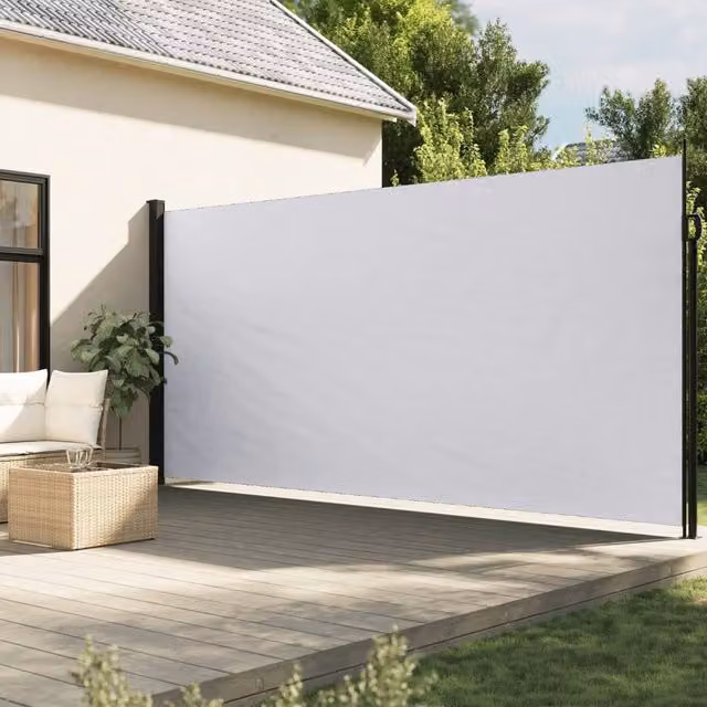 Berkfield Home Retractable White Polyester Side Awning, W/H: 600 x 200 cm – 1