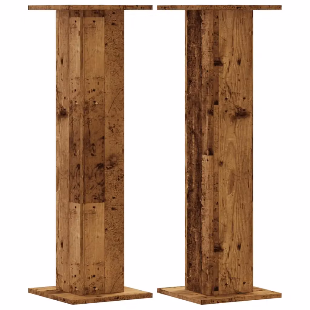 Berkfield Home Set of 2 Rustic Brown Wood Plant Stands, W/D/H: 30 x 30 x 95 cm – 2