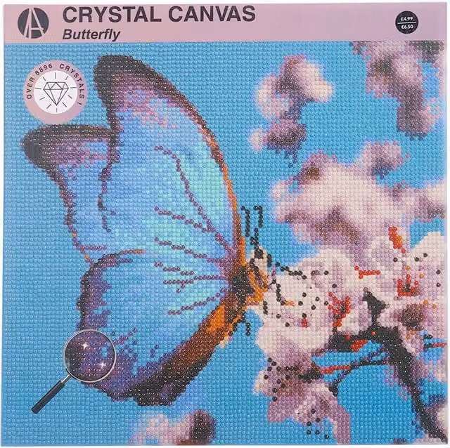 Art Studio Multicolour Butterfly or Hummingbird Crystal Canvas Kit for Adults