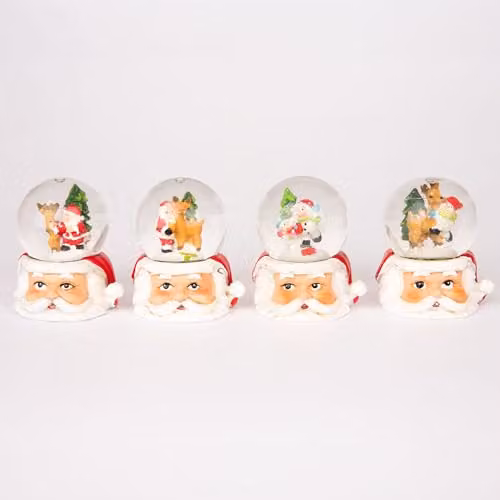 SHATCHI Christmas Mini Snowglobe Water Ball with Santa, Reindeer and Snowman Scene, Multicolour, H 7.0 cm x W 5.5 cm x D 5.5 cm – 2