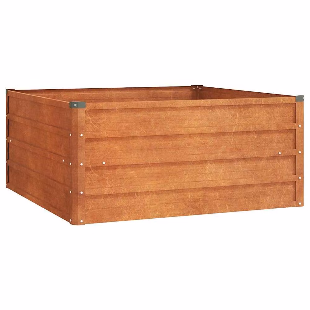 Berkfield Home Garden Rusty Corten Steel Raised Bed in Brown, W/D/H: 100 x 100 x 45 cm – 2