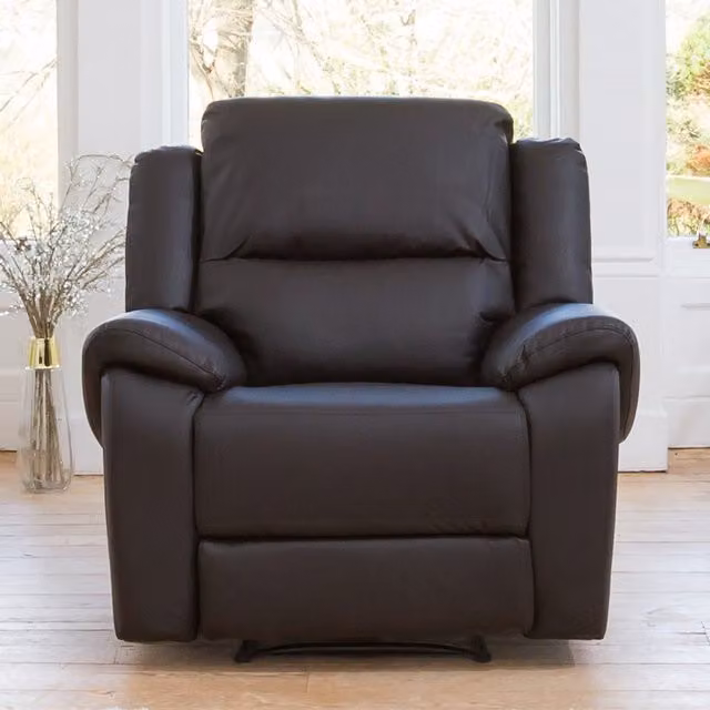 Artemis Home Brookhaven Electric Recliner Armchair in Brown Synthetic Leather with Solid Wood Frame