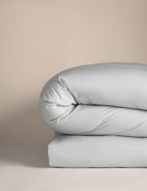 M&S Pure Cotton 180 Thread Count Breathable Duvet Cover in Silver Grey