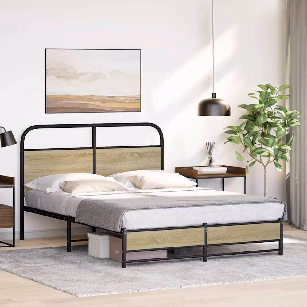 Berkfield Home Small Double Bed Frame in Sonoma Oak Brown, W/D/H: 120 x 200 cm – 2