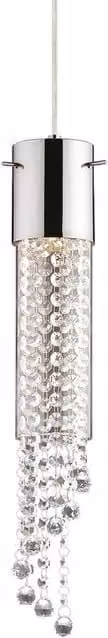Ideal Lux Gocce 1 Light Chrome and Crystal Suspended Ceiling Pendant