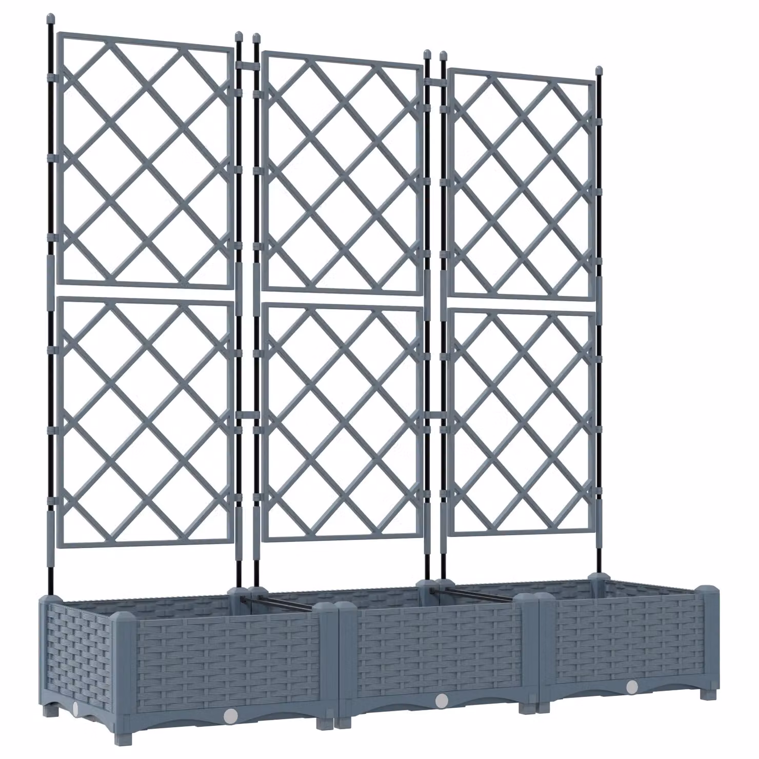 Berkfield Home Garden Planter with Trellis, 3 Piece Set, Grey, W: 120 cm, D: 40 cm, H: 125.5 cm – 2
