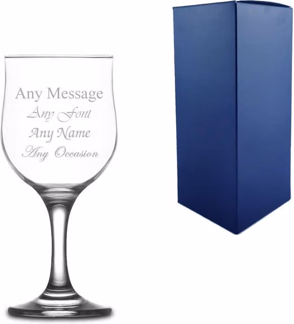 Uniqueful Personalised Engraved Nevakar Wine Glass, 320ml, Clear