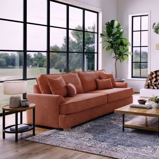The Great Sofa Company Ophelia 3 Seater Red Chenille Upholstered Sofa with Scatter Cushions – 1