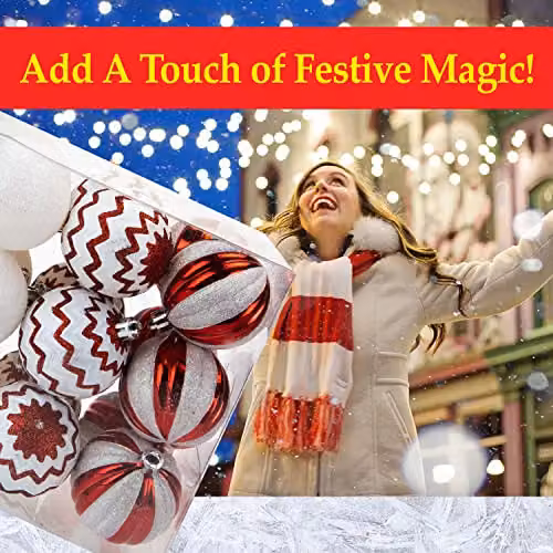 VFM e-Store Red and White Candy Cane Striped Baubles, 24 Pack, Diameter: 6 cm – 6