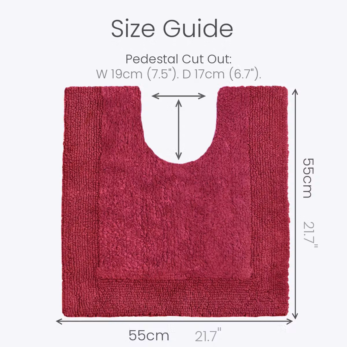 Allure Bath Fashions Elegance Reversible Heavyweight Cotton Pedestal Mat in Red, W/D/H: 55 x 55 x 1 cm – 4