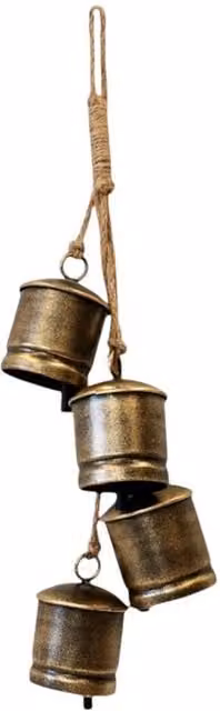 Four Candle Antique Gold Metal Cowbell Hanging Christmas Garland – 1