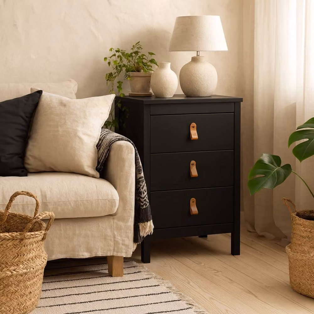 Wyld Haus Wildberry 3 Drawer Bedside Table in Matt Black – 2