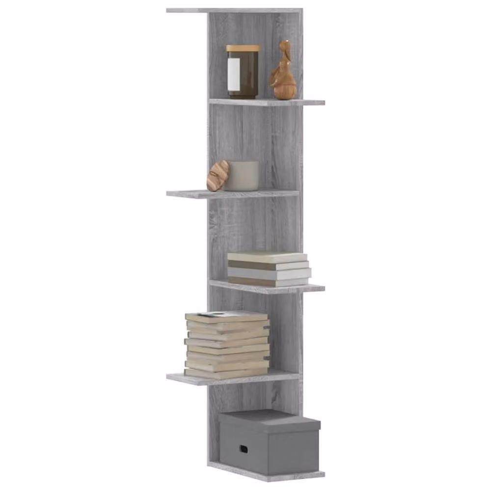 Berkfield Home Wall Mounted Corner Shelf in Grey Sonoma, W/D/H: 36.5 x 36.5 x 140 cm – 2