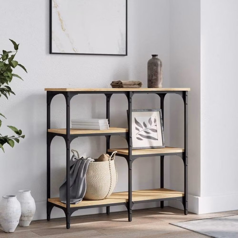 Berkfield Home Sonoma Oak Decorative Console Table in Brown, W/D/H: 80 x 29 x 75 cm – 2