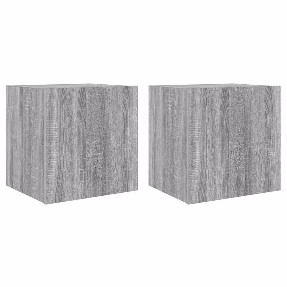 Berkfield Home Set of 2 Modern TV Wall Cabinets with LED Lights in Grey Sonoma, W/D/H: 40.5 x 35 x 40 cm – 2