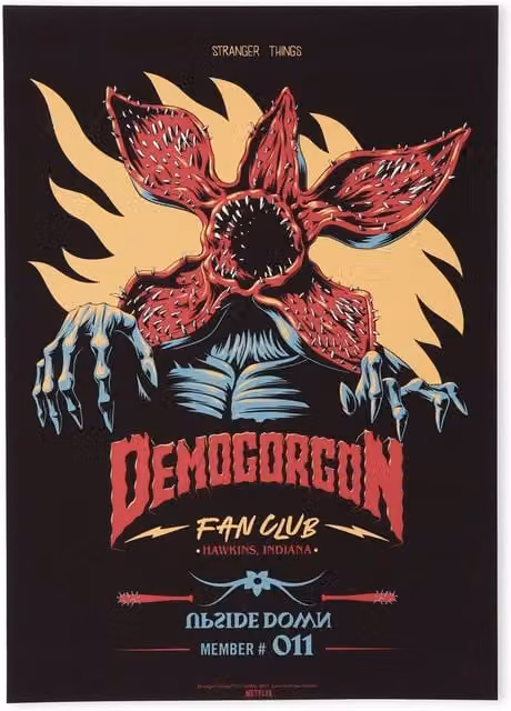 Stranger Things The Demogorgon Fan Club Multicolour Giclee Art Print, A2