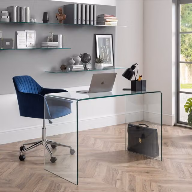 Julian Bowen Amalfi Desk and Kahlo Office Chair Set in Blue