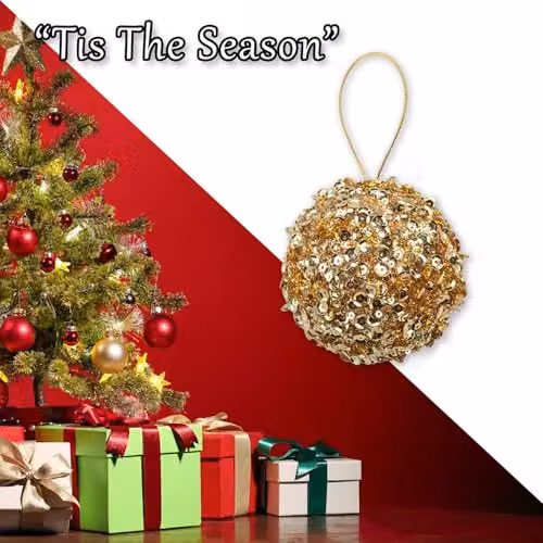 VFM e-Store Gold Christmas Hanging Bauble Decoration – 5