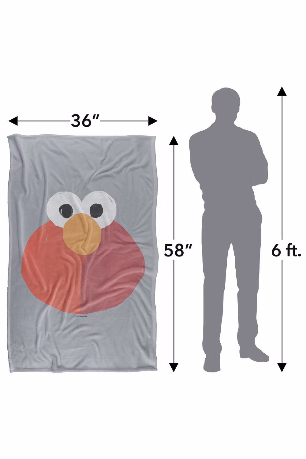 Sesame Street Elmo Smile Silky Touch Super Soft Fluffy Polyester Throw Blanket for Children, Multicolour and Grey, Extra Large – 2