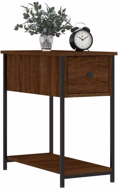 Berkfield Home Durable Bedside Cabinet in Brown Oak, W/D/H: 60 x 30 x 60 cm