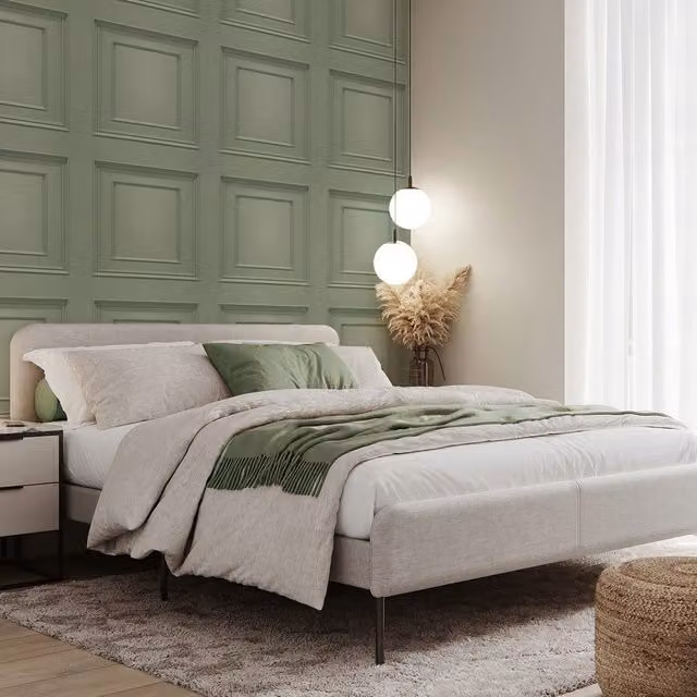Belgravia Decor Amara Panel Sage Green Geometric Modern Wallpaper
