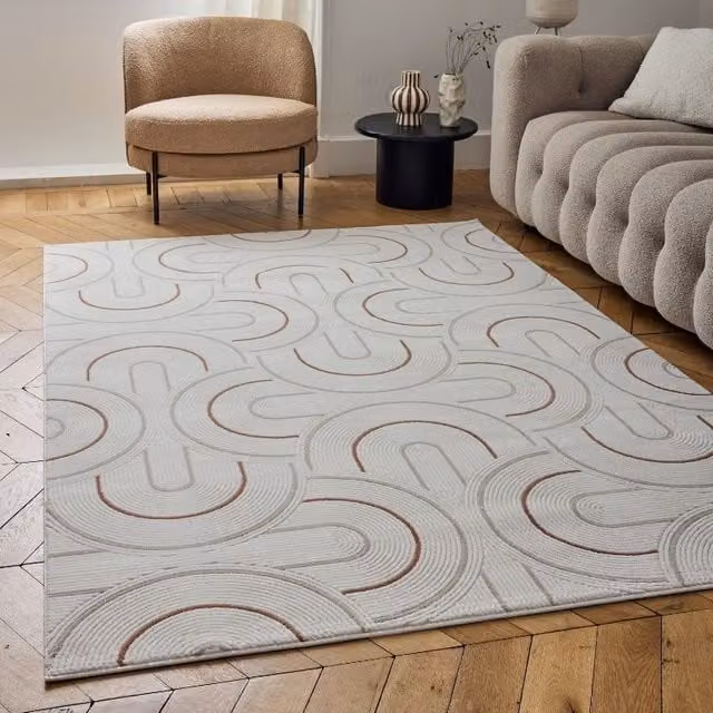 THE RUGS Carmel Modern Arch Design Soft Pile Area Rug or Runner in Terracotta, W/L: 80 x 300 cm
