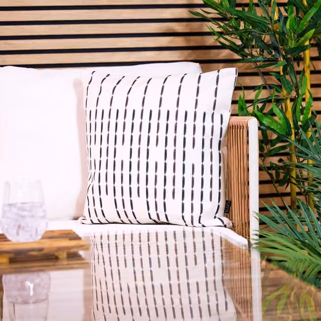 ICON Textured Broken Stripe Outdoor Cushion in Yellow