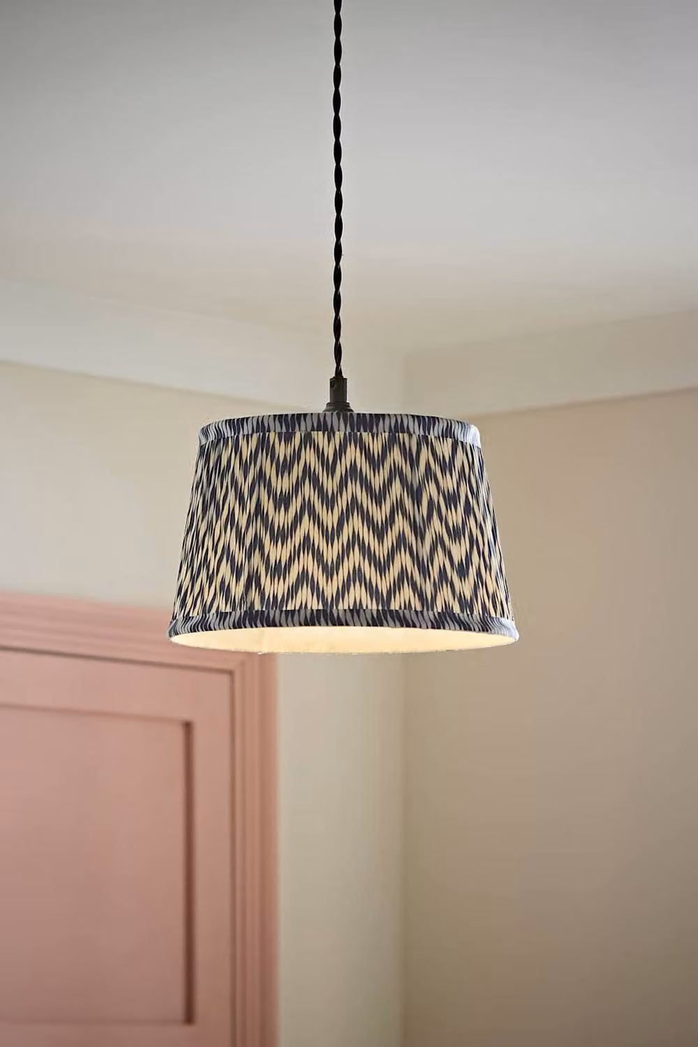 ValueLights Saffira Large Pleated Chevron Taper Easy Fit Pendant Lamp Shade and Bulb in Blue – 2