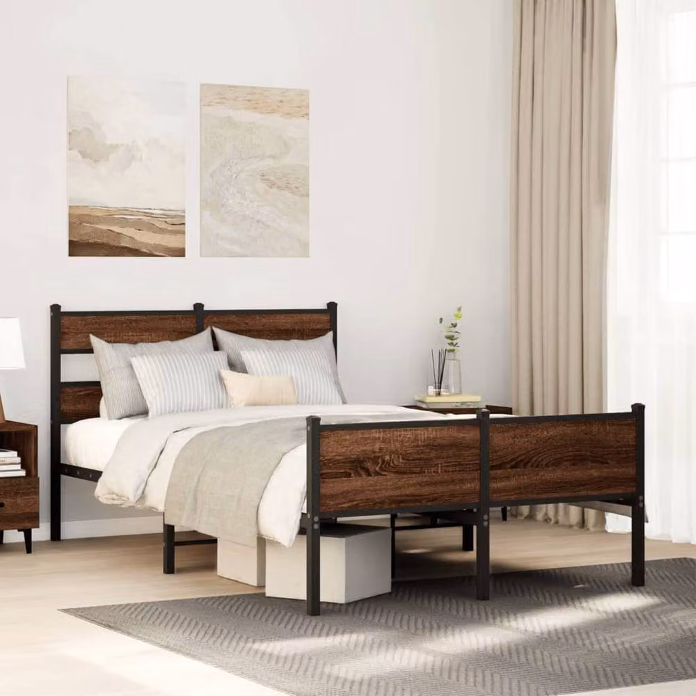 Berkfield Home Elegant Small Double Bed Frame in Brown Oak, W/D/H: 120 x 200 x 91.5 cm – 2