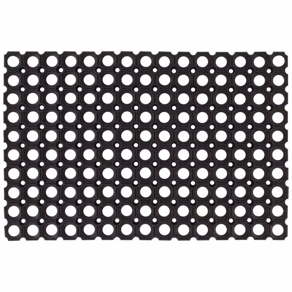 Berkfield Home Rectangular Rubber Door Mat, Black, W: 60 cm, D: 40 cm – 2