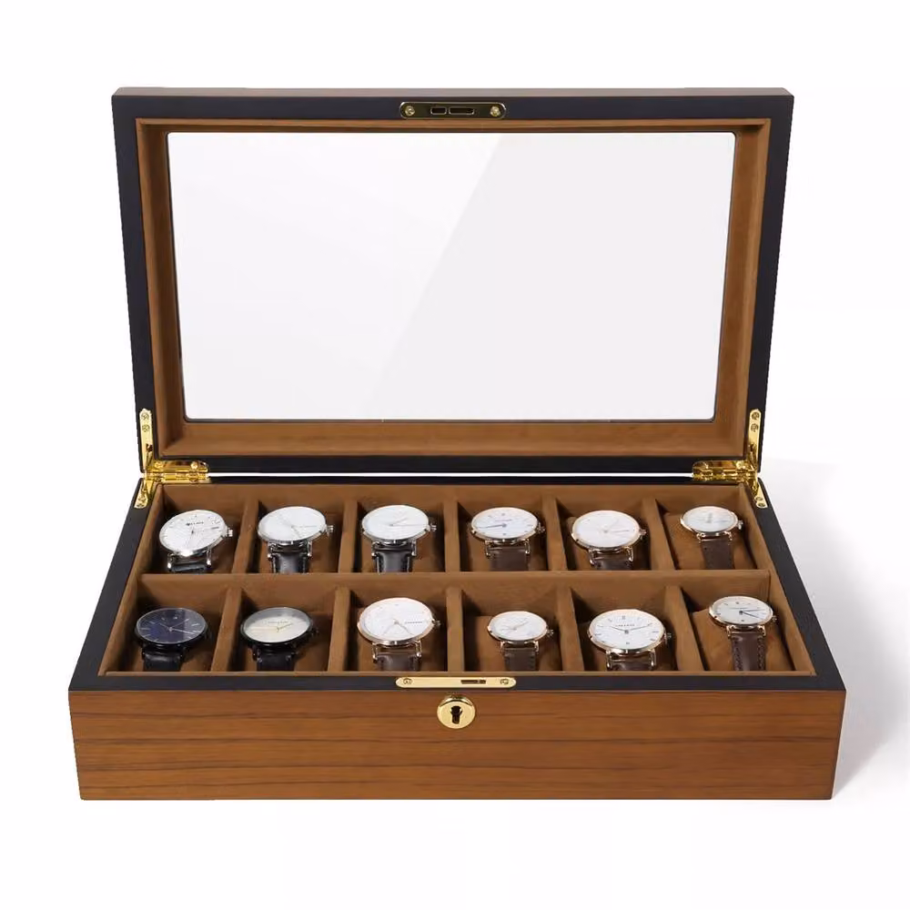 Kelvenix 12-Grid Watch Display and Storage Organizer Box in Brown – 4