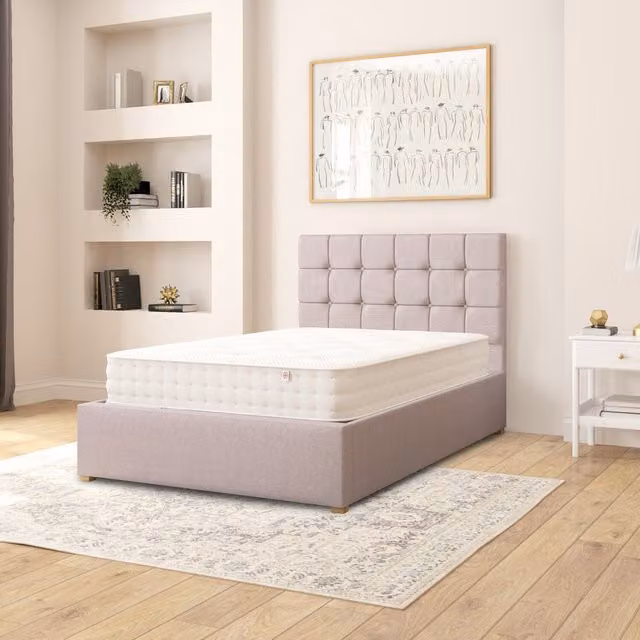 Aspire Sinatra Fabric Ottoman Storage Bed in Grey Eire Linen Fabric, W/D/H: 120 x 200 cm