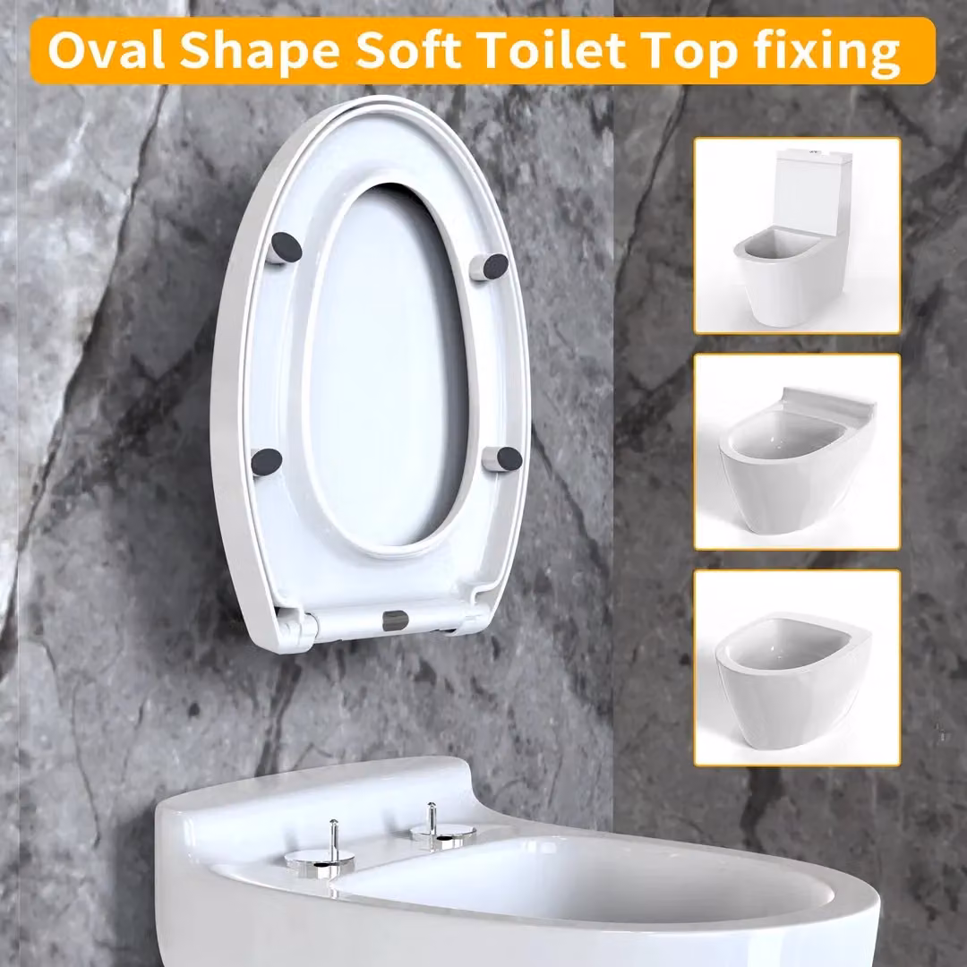 Hinsinc Luxury Oval White Soft Close Toilet Seat with Heavy Duty Plastic Construction – 3