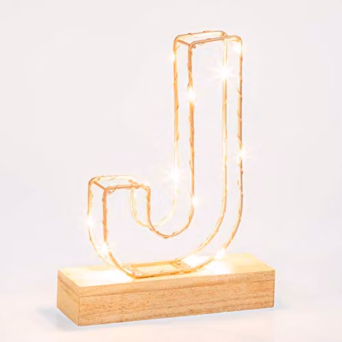 Lumiletter LED Alphabet Wire Frame Letter Light in Gold, H 22.0 cm x W 16.0 cm x D 5.0 cm