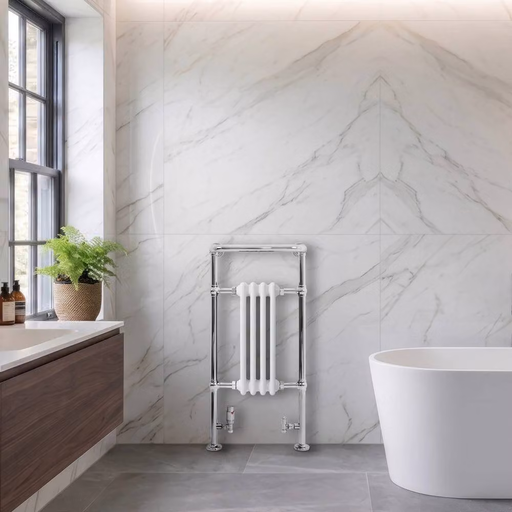 Monstershop Traditional Heated Towel Rail Radiator in White, W/H: 48 x 95 cm – 2