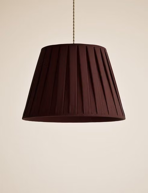 M&S Large Wide Pleated Red Fabric Cone Lampshade