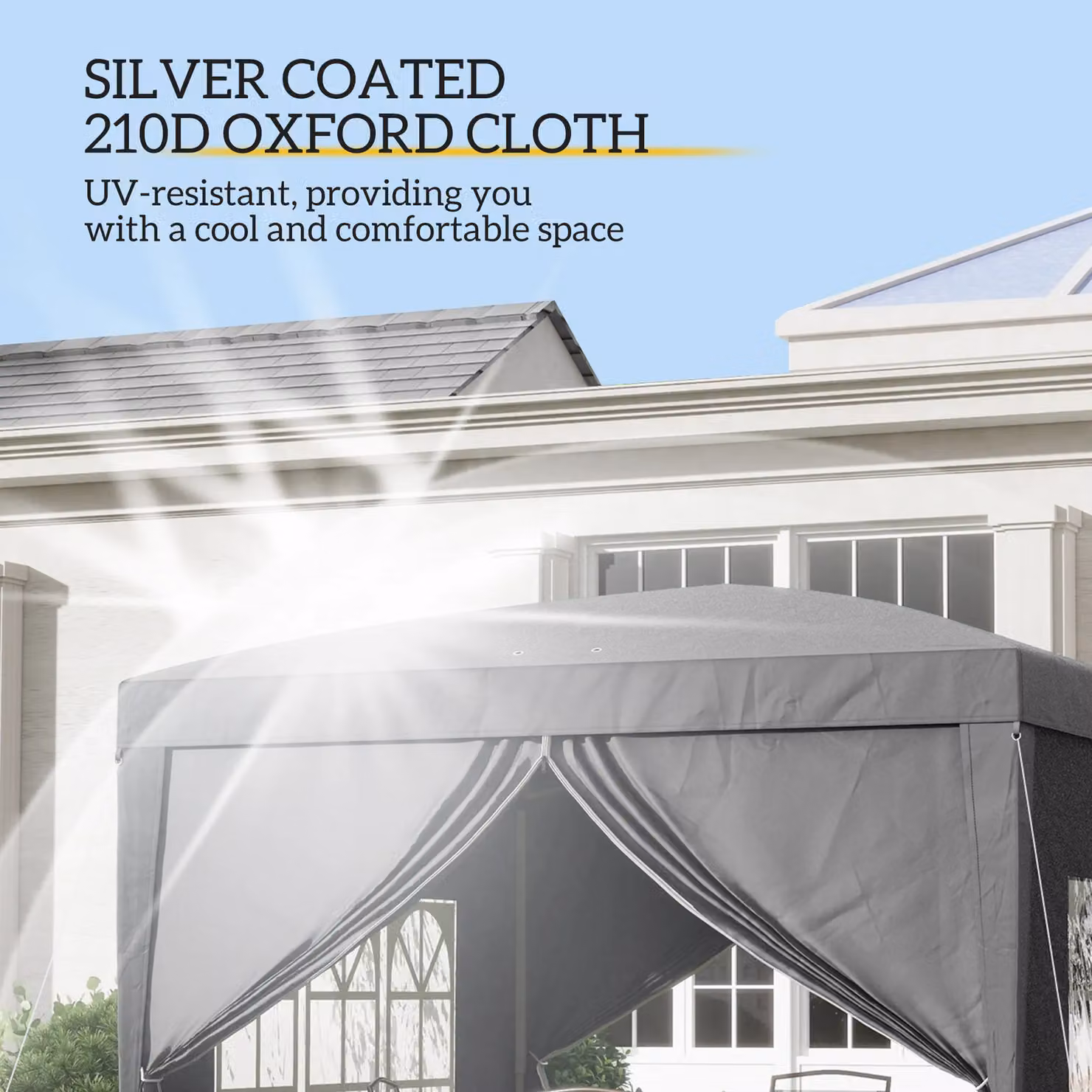 OUTSUNNY Grey Pop Up Gazebo Party Tent Canopy Marquee W: 300 cm, D: 300 cm, H: 196 cm – 4