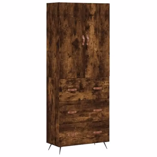 vidaXL Modern Highboard Sideboard in Smoked Oak, featuring Doors and Drawers for your Living Room or Bedroom, W/D/H: 180 x 34 x 69.5 cm – 1