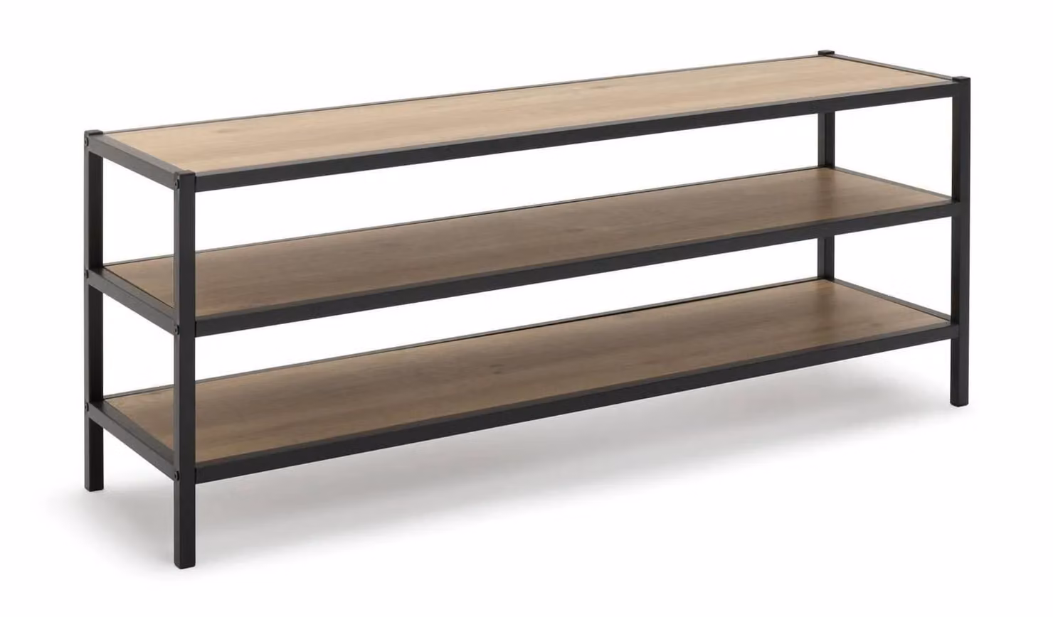 Loft Living Industrial TV Bench in Brown with Shelves, W/D/H: 120 x 34 x 47 cm